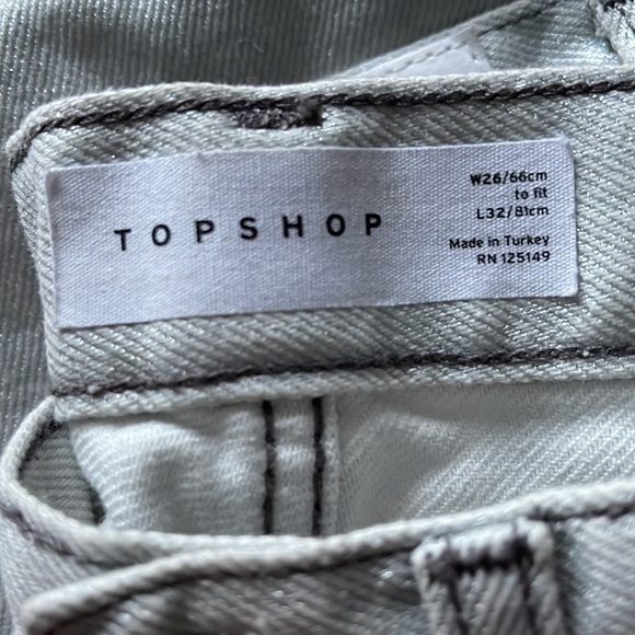 TopShop Metallic Silver 7/8 Length High Rise High Waisted Jeans Size Women’s 26 - Picture 5 of 5